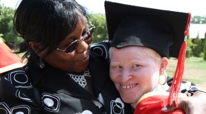 Mariamu Stanford in her graduation cap and gown.